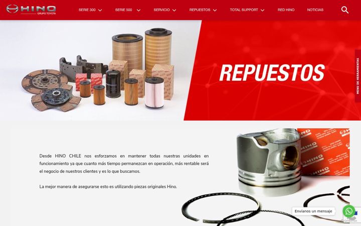 Screenshot of hinostore.cl
