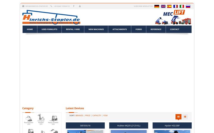 Screenshot of hinrichs-forklifts.com