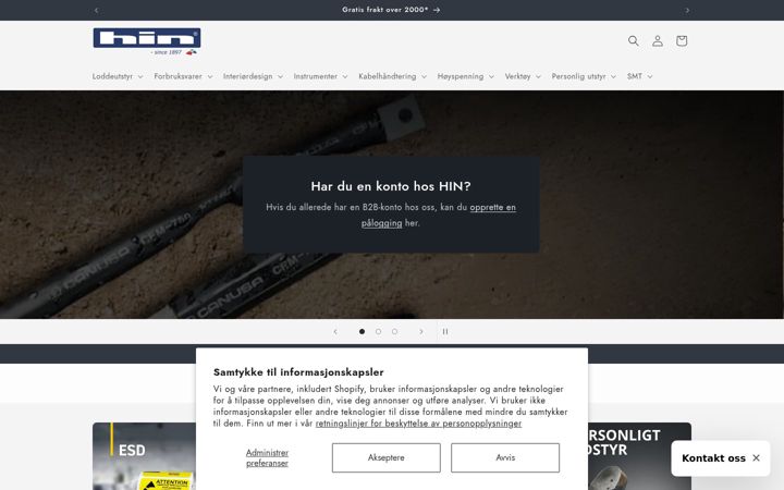 Screenshot of hinshop.no