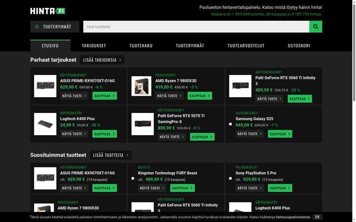 Screenshot of hinta.fi