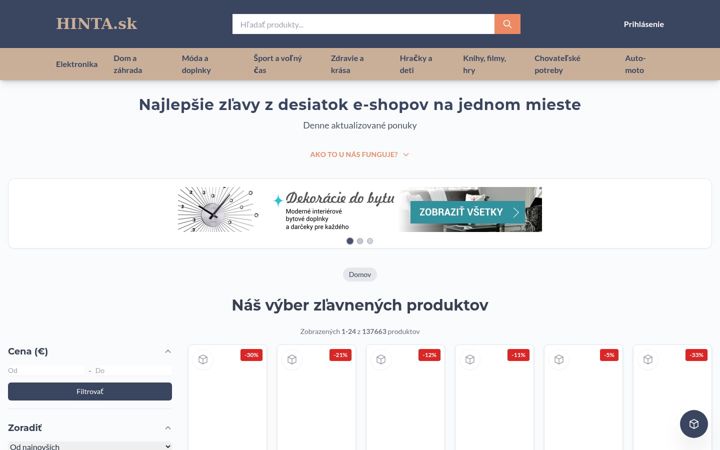 Screenshot of hinta.sk