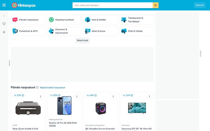 Screenshot of hintaopas.fi