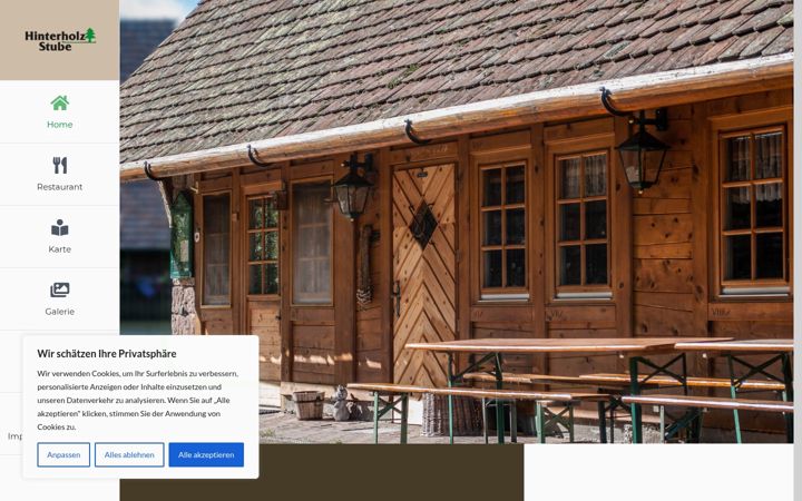 Screenshot of hinterholzstube.com