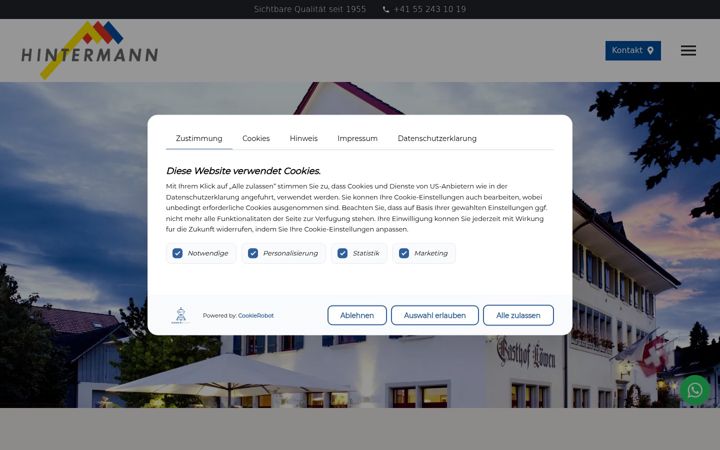 Screenshot of hintermann-wolfhausen.ch