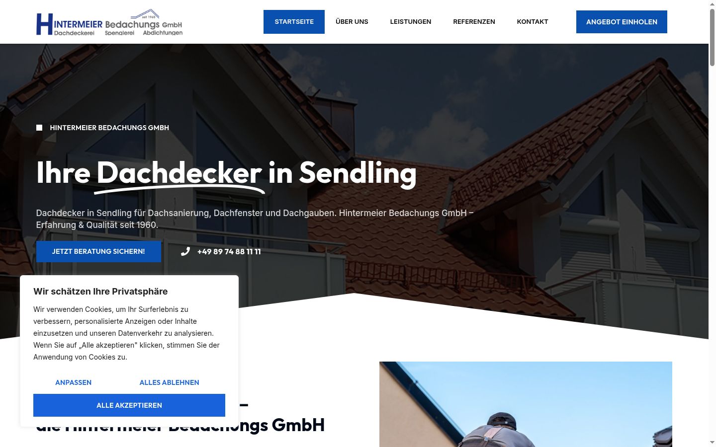 Skärmbild av samtyckesbannern som visades före någon interaktion
