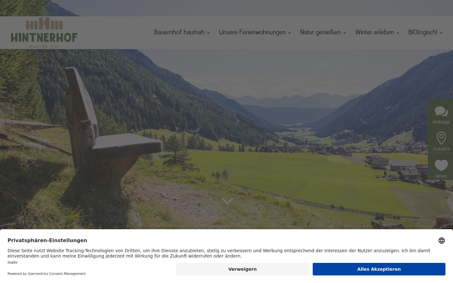 Screenshot des Einwilligungsbanners vor jeglicher Interaktion