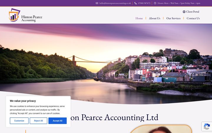 Screenshot of hintonpearceaccounting.co.uk