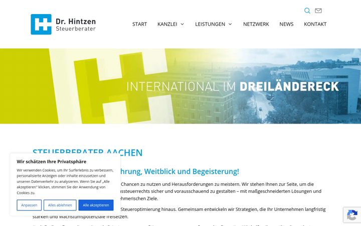 Screenshot of hintzen-steuerberater.de