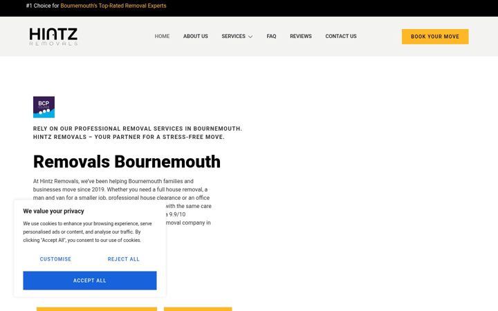 Screenshot of hintzremovals.co.uk
