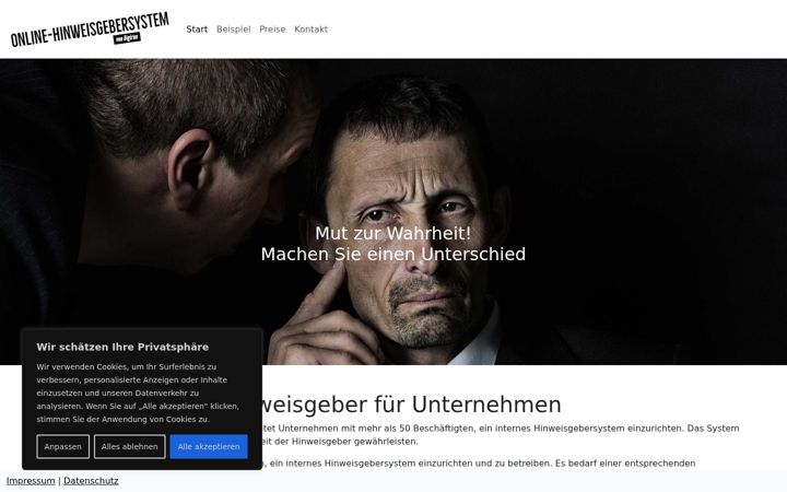 Screenshot of hinweisgeben-online.com