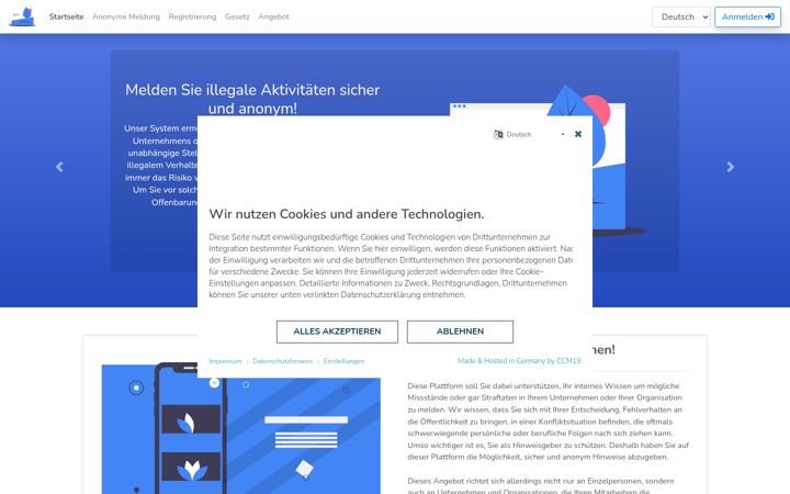 Screenshot of hinweisgeber.net