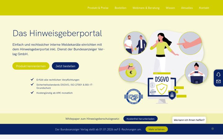 Screenshot of hinweisgeberportal.de