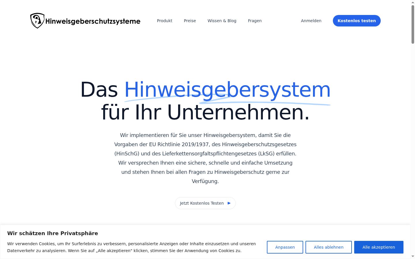 Screenshot of the consent banner shown before any interaction