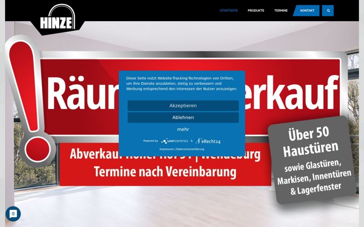 Screenshot of hinze-fenster.de