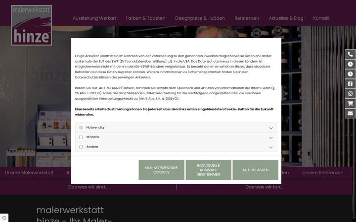 Screenshot of hinze-maler.de