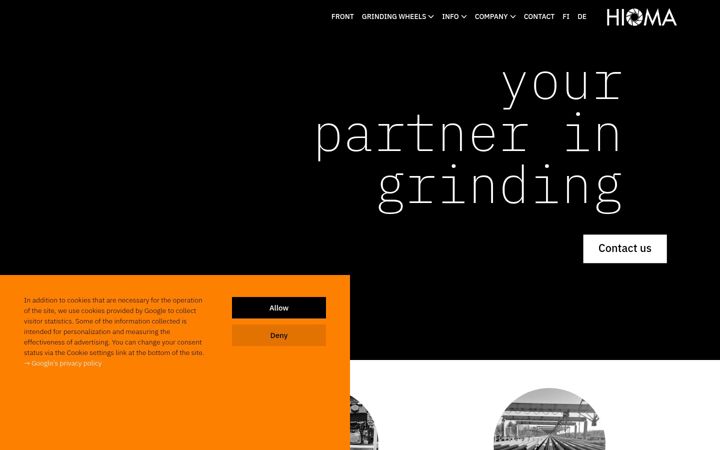 Screenshot van hioma.fi