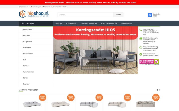 Screenshot of hioshop.nl