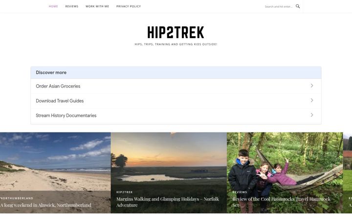 Screenshot of hip2trek.co.uk