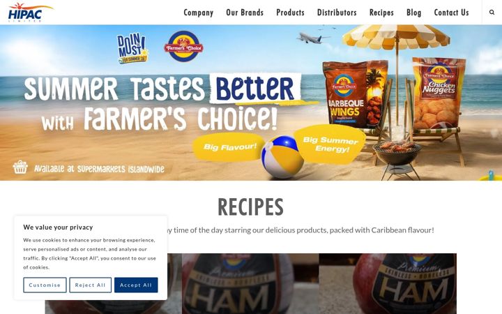 Screenshot of hipacfoods.com
