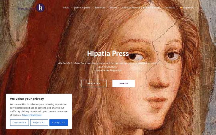 Screenshot of hipatiapress.com