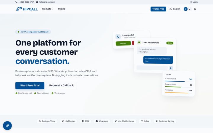 Screenshot of hipcall.com