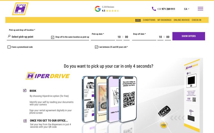 Screenshot of hiperrentacar.com