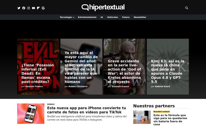 Posnetek zaslona hipertextual.com