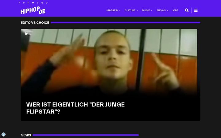 Екранна снимка на hiphop.de