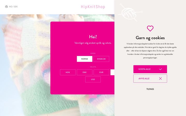 Screenshot of hipknitshop.no