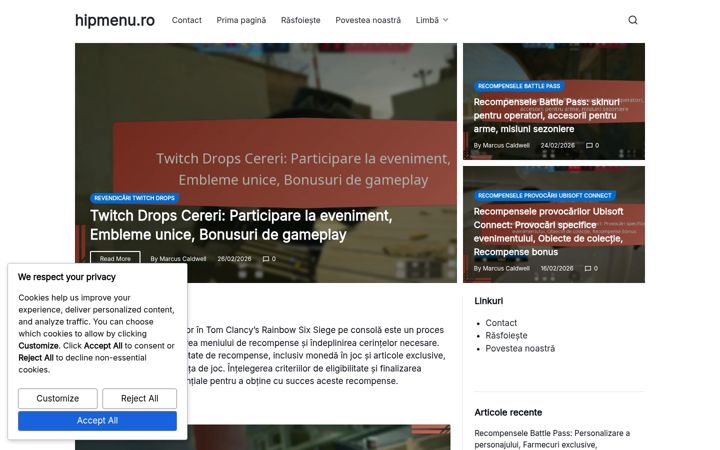 Screenshot of hipmenu.ro