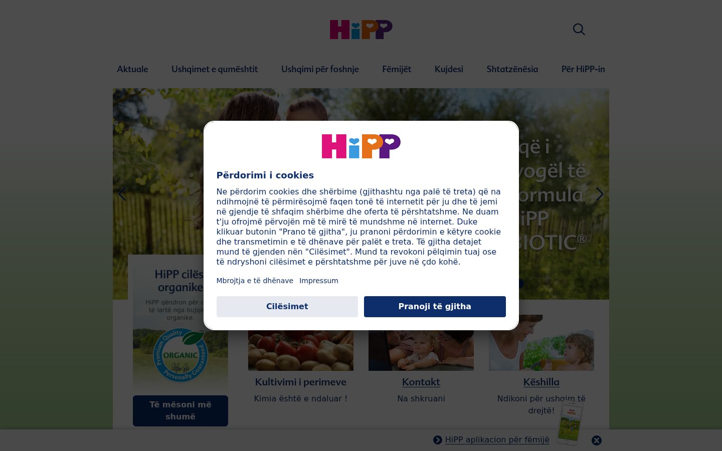 Screenshot del banner di consenso mostrato prima di qualsiasi interazione