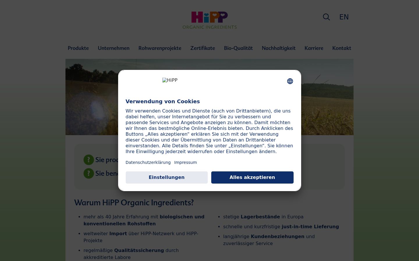 Screenshot of the consent banner shown before any interaction
