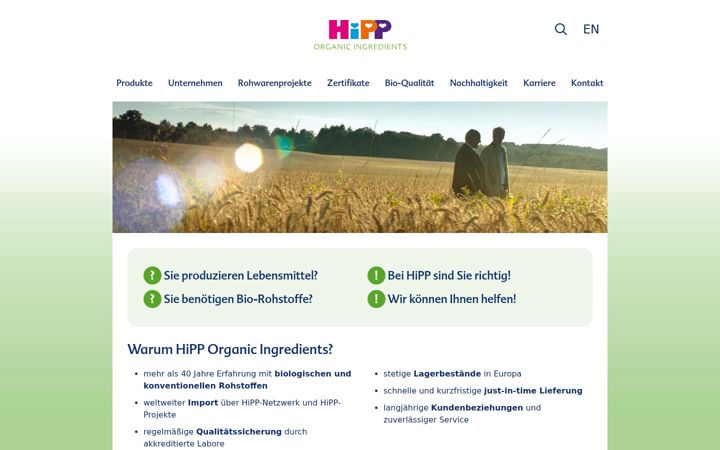 Screenshot of hipp-organic-ingredients.com