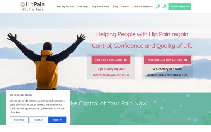 Screenshot of hippainhelp.com