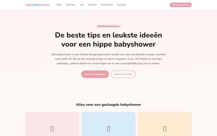 Screenshot of hippebabyshower.nl