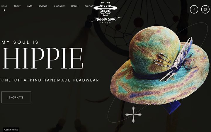 Screenshot of hippiesoulhatters.com