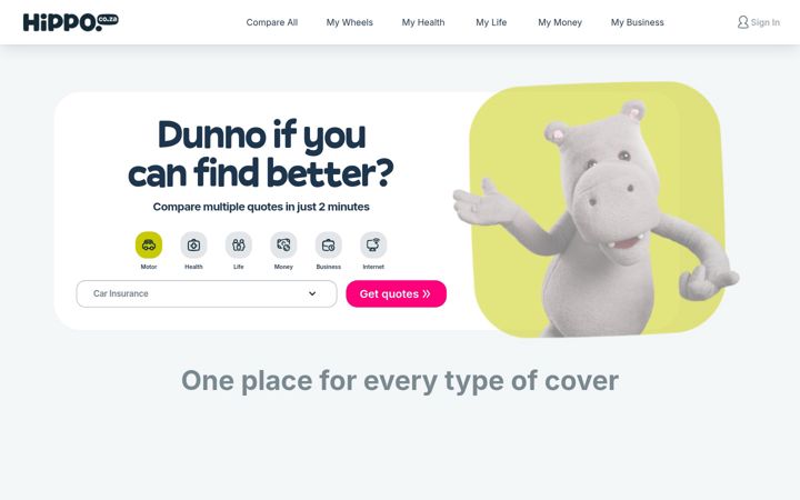 Screenshot of hippo.co.za