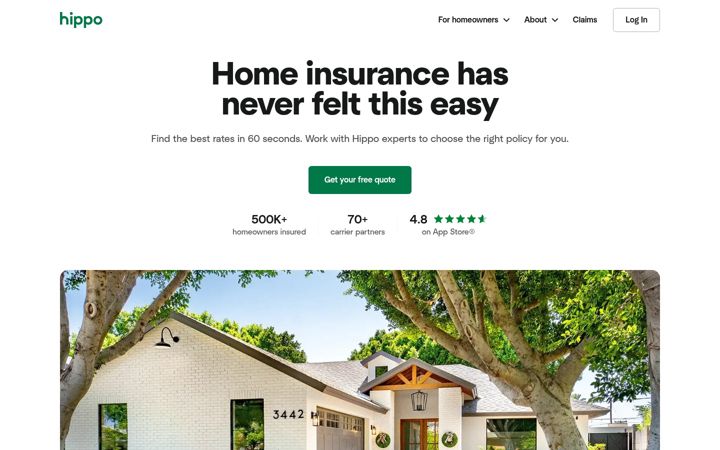Screenshot of hippo.com