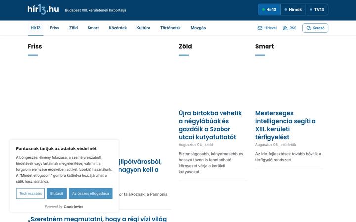 Screenshot of hir13.hu