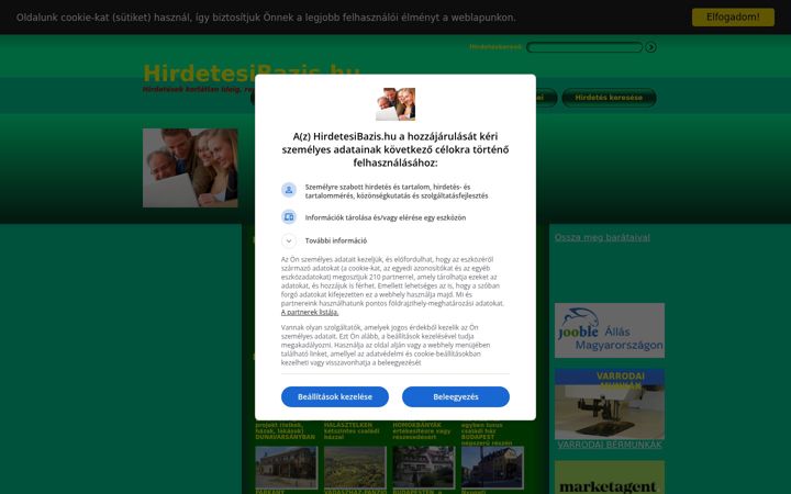 Screenshot of hirdetesibazis.hu