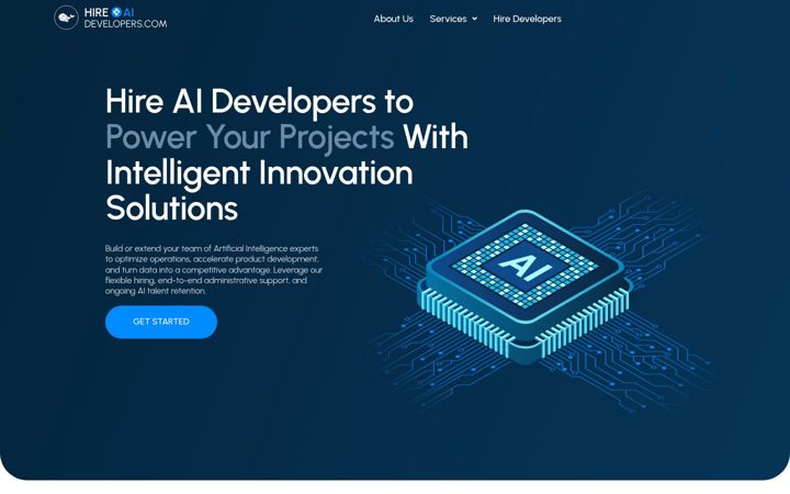 Ekraanipilt saidist hire-ai-developers.com