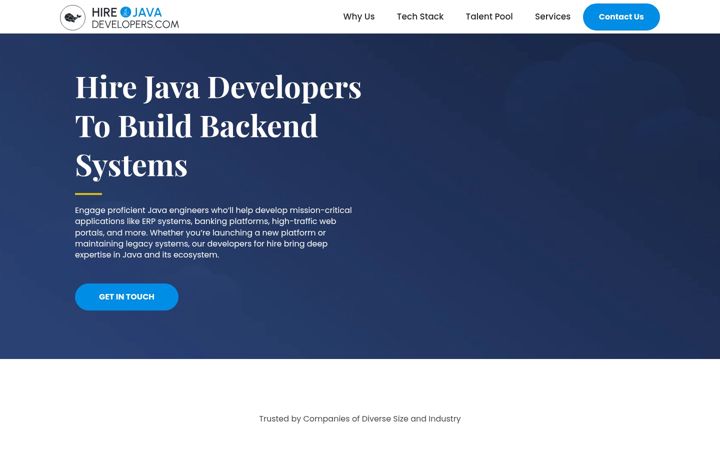 Ekraanipilt saidist hire-java-developers.com
