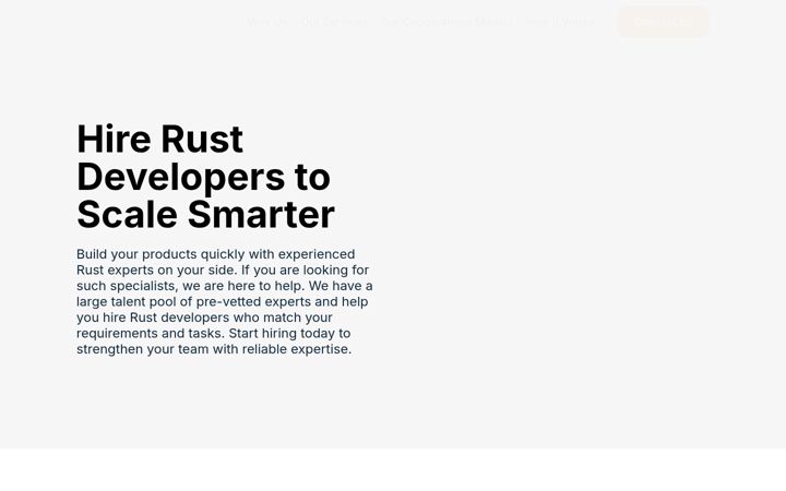 Kuvakaappaus sivustosta hire-rust-developers.com
