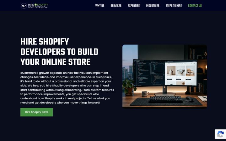 Kuvakaappaus sivustosta hire-shopify-developers.com
