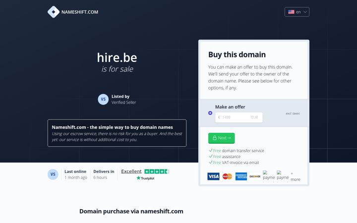 Screenshot of hire.be
