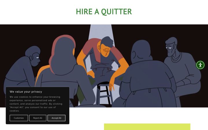 Kuvakaappaus sivustosta hireaquitter.com