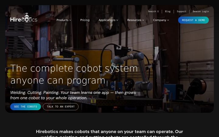 Kuvakaappaus sivustosta hirebotics.com