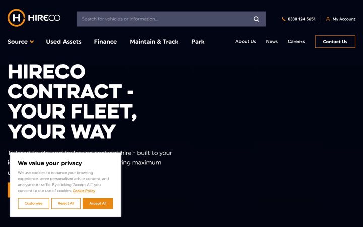 Screenshot of hireco.co.uk
