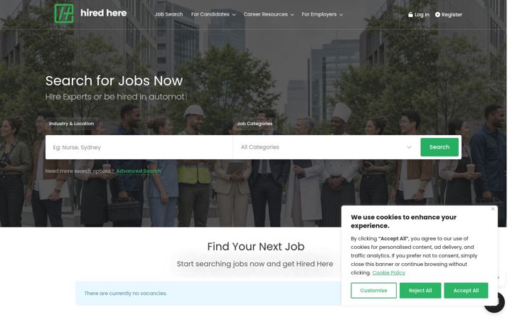 Screenshot of hired-here.com