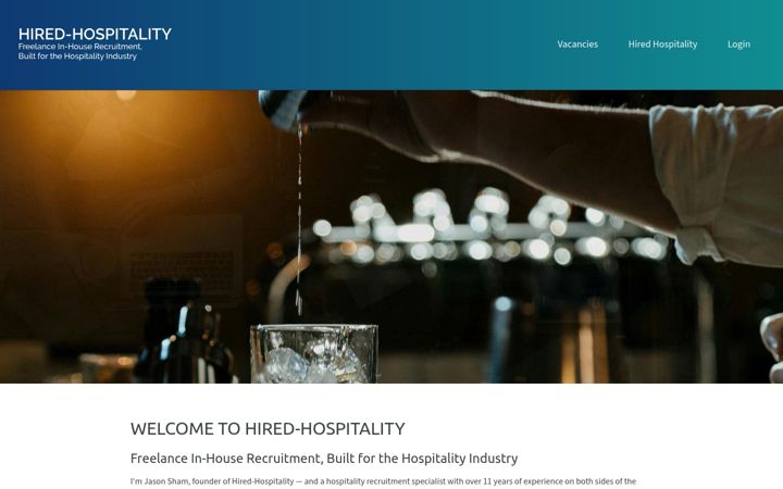 Screenshot of hired-hospitality.com